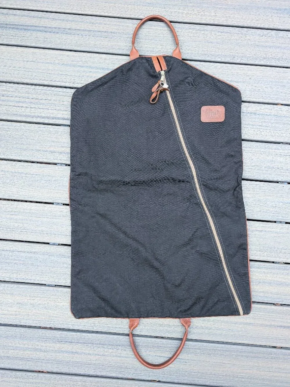 Vtg Better Homes & Gardens Waxed Canvas & Leather Garment Bag Travel Suit Carrie
